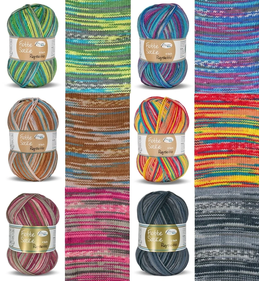 ABVERKAUF! Rellana Flotte Socke Rigoletto 4fach Sockenwolle 100g Stricken Garn