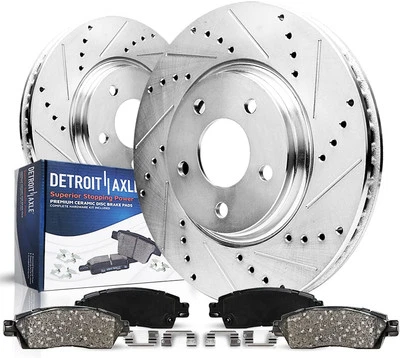 Detroit Axle Front Drilled Disc Rotors Ceramic Brake Pads for Toyota RAV4 - Image 1 of 4