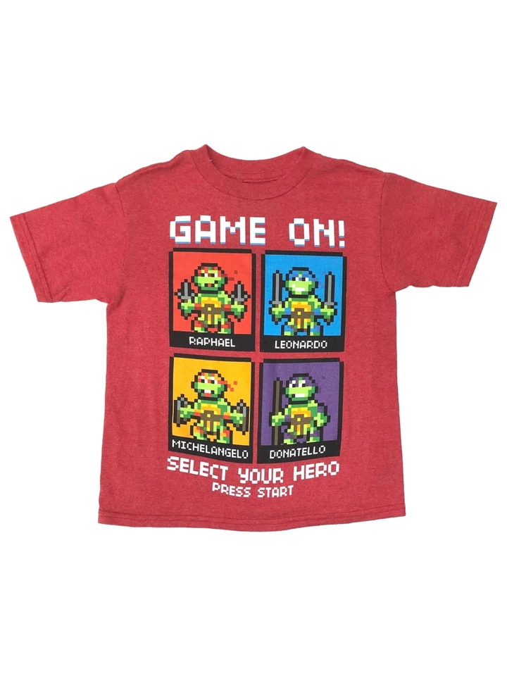 TMNT Boys Red Game On T-Shirt Teenage Mutant Ninja Turtles Tee Shirt XS (4-5) - Image 1 of 1