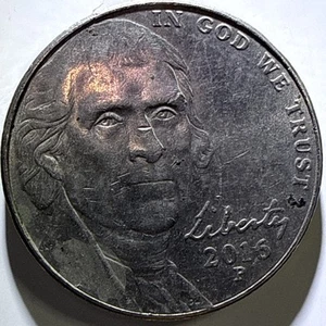 2016 P Jefferson Nickel Error Strike Through Obverse & Tilted Collar - Picture 1 of 13