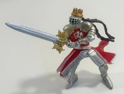 Figura con espada PAPO Era Medieval Rojo y Blanco Dragón Rey Caballero 2014 Foto 1 de 4