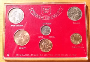 Coinage Of Great Britain 1967 B UNC Grade65 Coin Set Cased Halfpenny - Halfcrown - Picture 1 of 2
