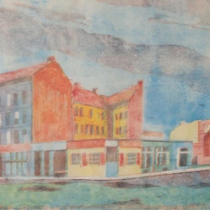 Gerda Rotermund Berlin Stadtansicht signiert Monotypie Japanpapier Mitte 20 Jhd - Bild 1 von 4