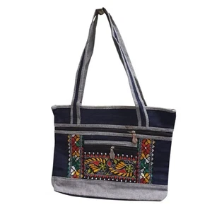 Denim Shoulder Bag Womens Beach Bag Stylish Shopping Holiday & Travel Tote Purse - Picture 1 of 12