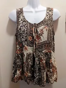 American Eagle Women's XS Sleeveless Brown Floral Blouse NWT - Picture 1 of 8