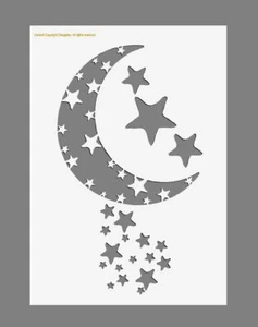 MYLAR STENCIL 'Moon & Stars' 125/190 micron A3/A4/A5 sizes (2) - Picture 1 of 1