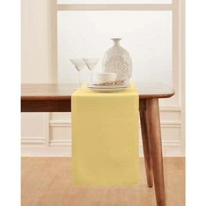 Solino Home Cotton Linen Table Runner 14" x 90" In for Fall, Yellow Color, Dru - Picture 1 of 4