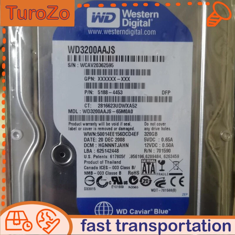 Western Digital WD3200AAJS-65M0A0 320GB 7200RPM SATA 3.5" HDD Hard Disk Drive - Image 1 of 4
