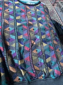 Vtg St Croix Knits Wool Cotton Sweater Men XL 3D Coogi Style Cosby Preppy Artsy - Picture 1 of 7