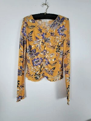 Top de mujer We The Free Dreamed of You floral fruncido delantero manga larga amarillo XL Foto 1 de 4