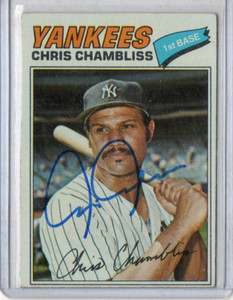1977 Topps CHRIS CHAMBLISS #220 Autograph NEW YORK YANKEES   NM-MINT