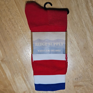 DeFeet Aireator 6" Ridge Supply Quadsworth Red Blue Cycling Socks Large 43-45.5