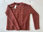 American Eagle Outfitters Womens Impossibly Soft Cable Knit Sweater   Red