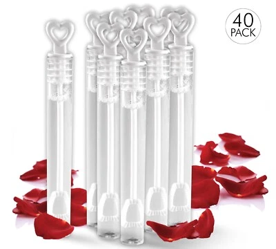 Paquete de 40 varitas de burbuja de corazón Big Mo's Toys - burbujas de gran varita favores de fiesta Foto 1 de 4