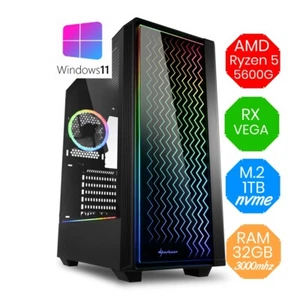 Gaming PC AMD RYZEN 5 5600G - RX VEGA - RAM 32GB - M.2 1TB - FORTNITE Win11 RGB - Foto 1 di 1