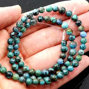 Espaciador redondo azul natural genuino turquesa suelto cuentas de 5 mm 15" (TU780) - Imagen 1 de 7