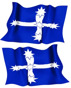 EUREKA FLAG DECAL  left and right facing   SIZE 80 MM BY 51 MM NED KELLY - Foto 1 di 1