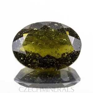 6.24ct MOLDAVITE tektite faceted loose gem OVAL 16x12x6MM #CM1219 - Picture 1 of 6