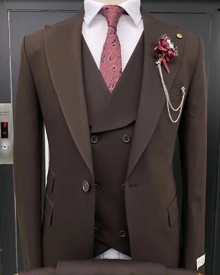 Trajes de negocios para hombre de un solo pecho pico solapa esmoquin regular doble ventilación trasera Foto 1 de 4