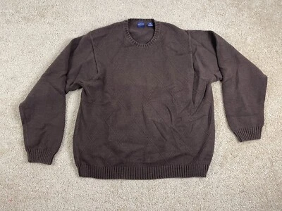 Vintage Arrow Pullover Sweater Mens XXL Crewneck Cuff Knitted Geometric Brown - Image 1 of 4