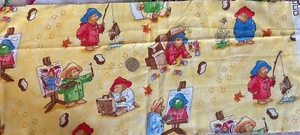 PADDINGTON BEAR CHILDRENS BOOK YELLOW 100% COTTON FABRIC MATERIAL 9" PIECE - Picture 1 of 2