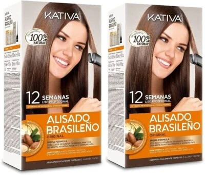 Kativa - Kit per liscio brasiliano (cheratina), confezione da 2 x 225 ml