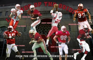 Nebraska Cornhuskers Lithograph print of Legends Of The Gridiron 17 x 11 - Picture 1 of 1
