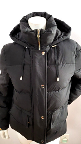 NUOVA GIACCA CON CAPPUCCIO NERA CON CAPPUCCIO TRAPUNTATA RESISTENTE ALL'ACQUA KATE SPADE TAGLIA M