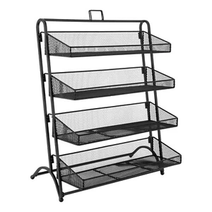 Estante de exhibición de 4 niveles soporte hierro venta al por menor bocadillos comida caramelo estante organizador negro - Imagen 1 de 24