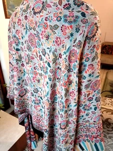 Bufanda Kani Tejida a Mano Pashmina Suave Superfina Blanco 100% Cachemira Envoltura Floral - Imagen 1 de 6