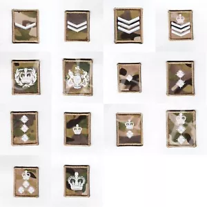 White design British Army Multicam MTP Rank Embroidery Patch - Picture 1 of 16
