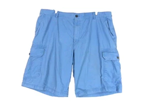 Izod Men's Blue Cargo Shorts Size 42 Flat Front High-Rise 6 Pockets 100% Cotton - Picture 1 of 6