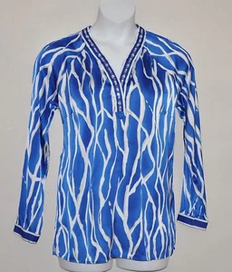 Status by Star Jones Printed Tunicw/ Embellishment Size S Blue - Picture 1 of 2