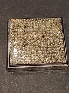 Sheridan Compact Tarnish Free Silvertone Crystal Make-up Mirror 2”x2” - Picture 1 of 3