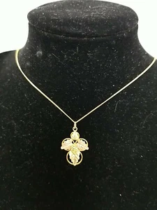 Vintage Landstrom's Black Hills 10k Tri-Color Gold Leaf Pendant Necklace  - Picture 1 of 4