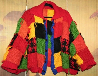 FAMOUS Patchwork Cardigan 70"CH JW ANDERSON Colourblock Oversize Handknit Jacket - Image 1 of 4