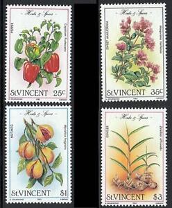 St.Vincent 1985 Fruits & Fleurs Perforé Sc#829-32 MNH Alimentaire