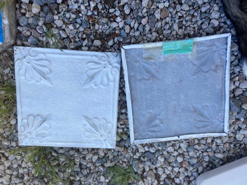 antique tin ceiling tiles from Maine circa late 1800s- 2 total Cover