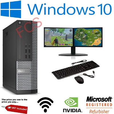 ULTRA FAST Gaming PC Bundle Intel Core i7 8GB 1TB Windows 10 GT710 DUAL SCREEN - Image 1 of 4