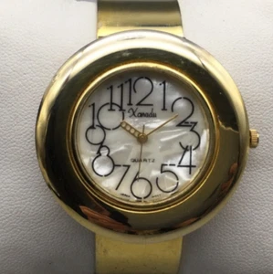 Vintage Xanadu Watch Women 39mm Gold Tone Cuff MOP Dial New Battery 6.75" - Picture 1 of 12