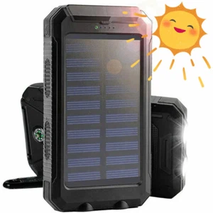 36000mAh Solar Power Bank Charger Ladegerät Externer Batterie 2USB mit LED Licht - Bild 1 von 16