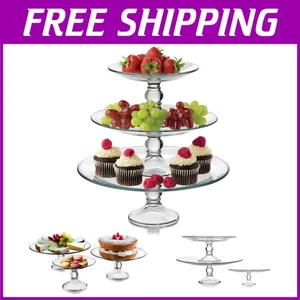 Selene 3 Tier Glass Dessert Stand Set - Picture 1 of 8