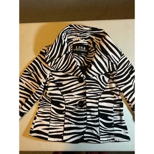 LISA INTERNATIONAL Blazer Jacke mit Zebramuster Damen Größe L schwarz weiß - Bild 1 von 8