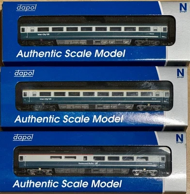 Dapol lot of 3 BR Western Region MK 3 HST coaches blue/grey, New, N Gauge - Image 1 of 3