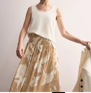 ✨JAEGER PURE SILK Tan Floral A Line Skirt Size 8 ✨NEW!✨✨ - Picture 1 of 6