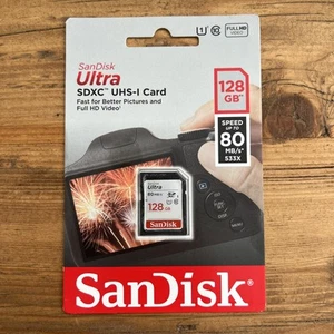 SanDisk Ultra 128GB SDXC Memory Card Class 10 UHS-I 80MB/s SDSDUNC-128G-GN6IN - Picture 1 of 2