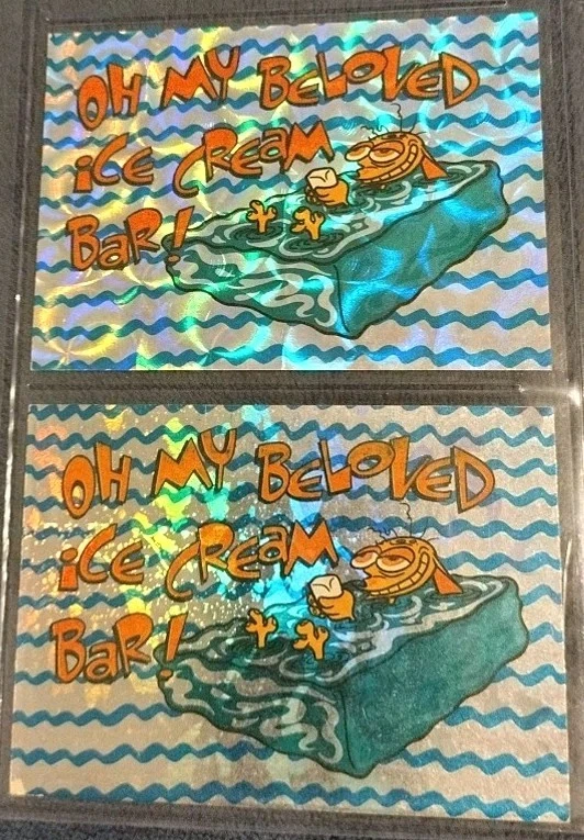 ✌️DOUBLES! REN & STIMPY 1993 TOPPS PRISMATIC 🌀 #33 MY BELOVED ICE CREAM BAR!   - Image 1 of 4
