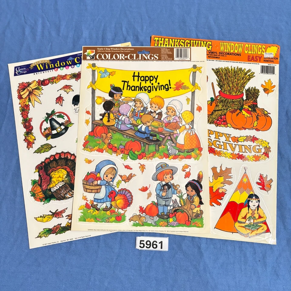 De colección Se adhiere Ventana Acción de Gracias Decoraciones Peregrinos Cosecha Pavo Calabazas Foto 1 de 4