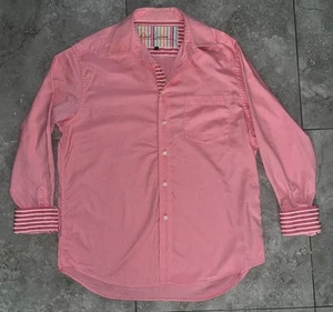 Robert Graham SZ LG Pink & White Button Down Shirt Colorful Striped Print Lining - Picture 1 of 19