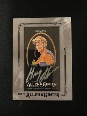 2017 Allen & Ginter Black Parallel Silver Gary Stevens Auto Horse Jockey BH - Image 1 of 2